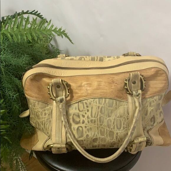 ARCADIA ‎ ITALIAN CROC EMBOSSED LEATHER BAG - Picture 1 of 11